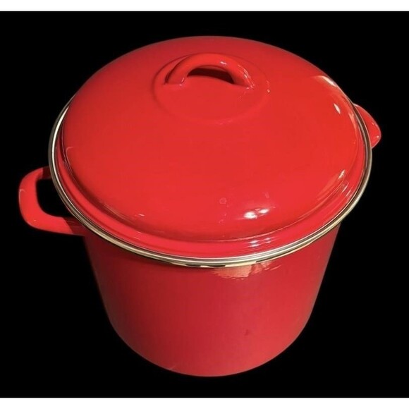 Tools of the Trade Enamel RED & WHITE 16 Qt. Covered Stockpot Home Kitchen NWOB - Picture 2 of 6